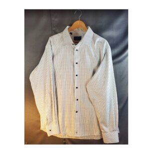 David Donahue Long Sleeved Dress Shirt Men's Checkered 36/37- Neck 18.5 Cotton